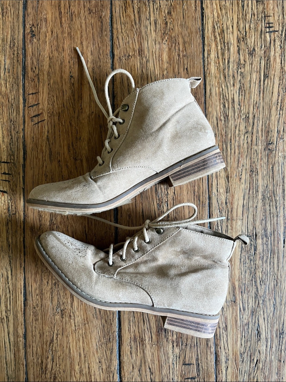 Rocket Dog Beige Suede Lace-Up Ankle Boots